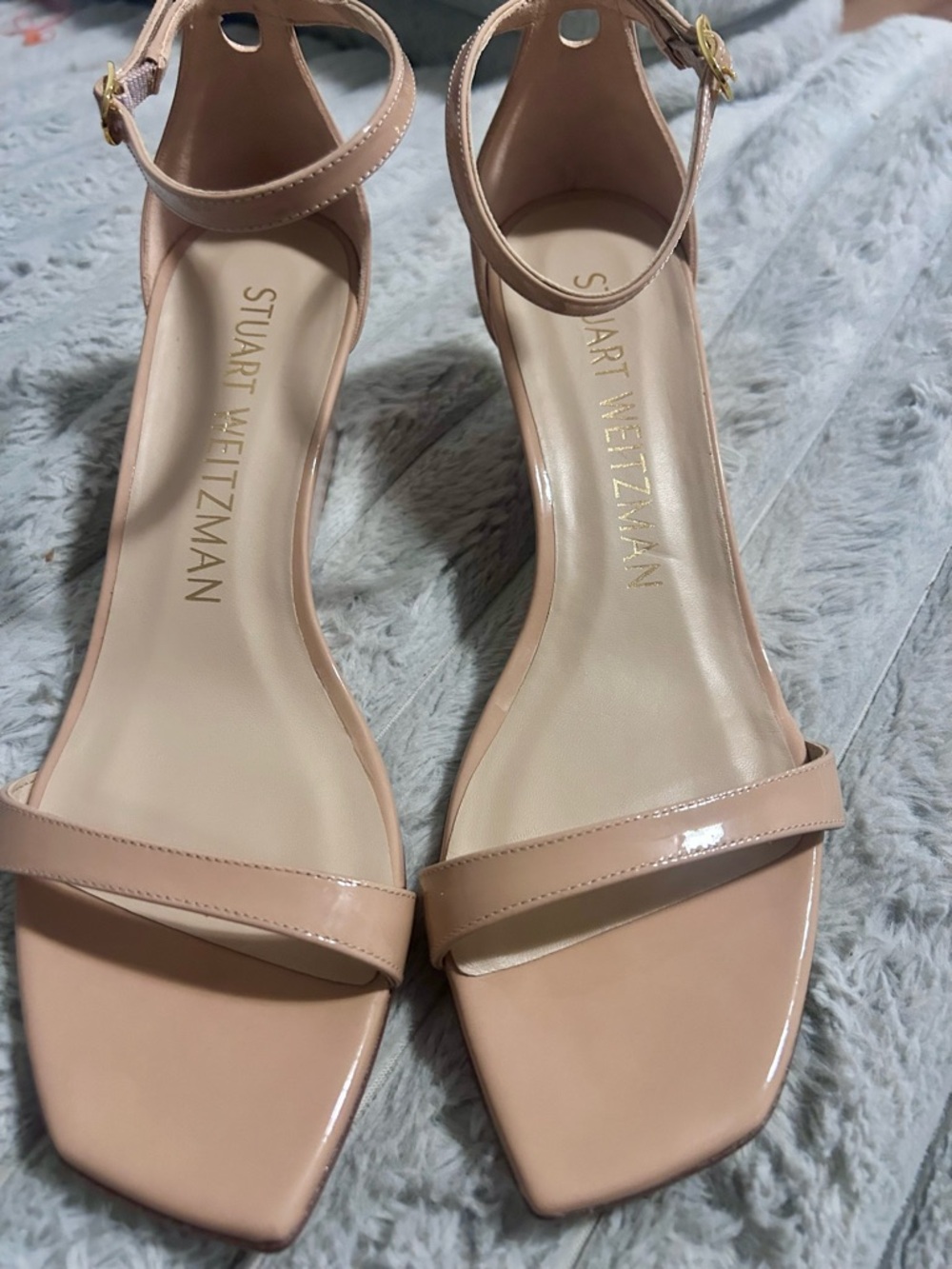 Stuart Weitzman Nude Patent Ankle-Strap Heels - Picture 6 of 6